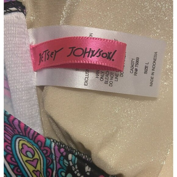 Betsey Johnson $118 Bikini Swimsuit Neon Mixed Animal Print Paisley Size Large - Picture 8 of 9